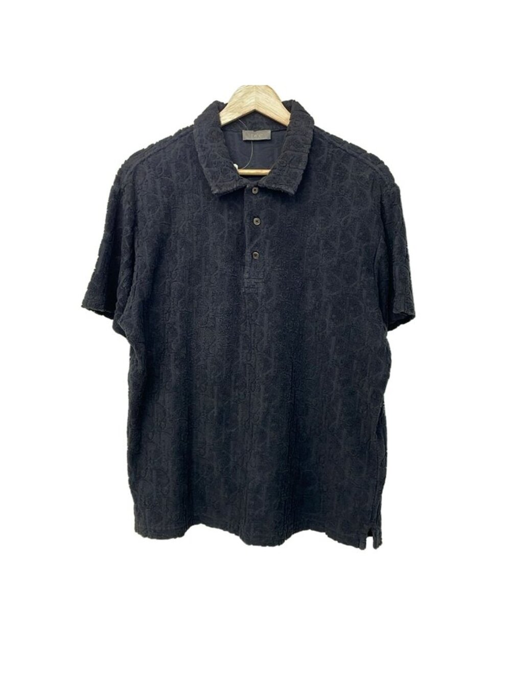 Dior Short Sleeve Polo Shirt Dark Navy Pile Oblique M